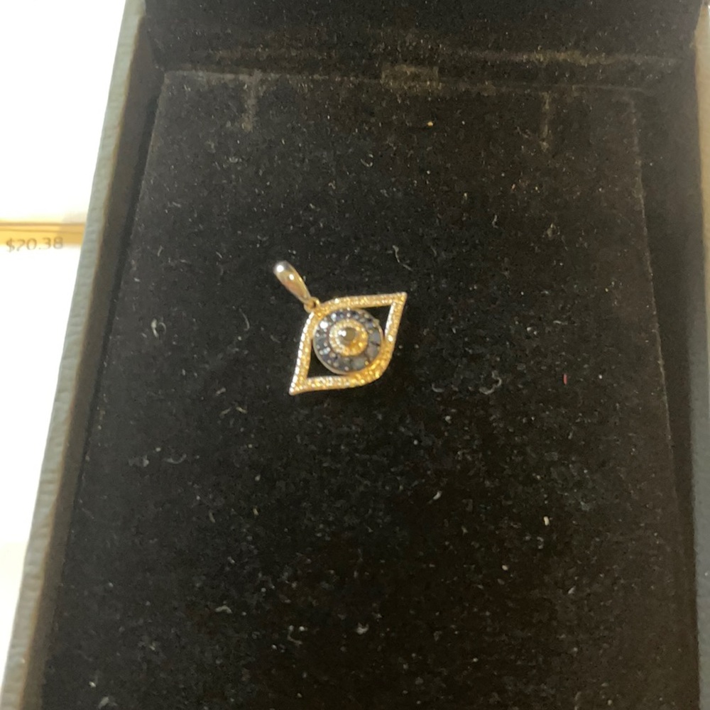 Effy diamond white gold sapphire evil eye pendant - Picture 6 of 7